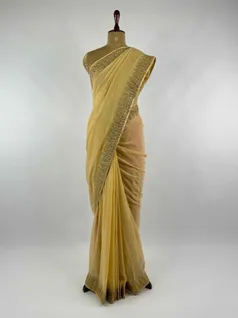 BEIGE COLOUR GEORGETTE SILK EMBROIDERY SAREE2