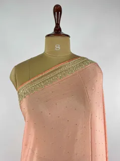 PEACH COLOUR CHINON SILK EMBROIDERY SAREE3