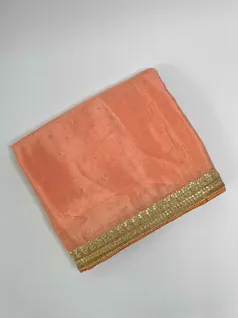 PEACH COLOUR CHINON SILK EMBROIDERY SAREE1