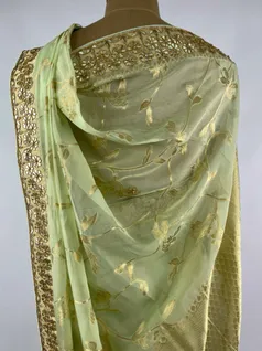 PISTA GREEN COLOUR ORGANZA SILK EMBROIDERY SAREE4