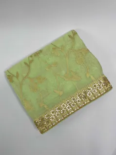 PISTA GREEN COLOUR ORGANZA SILK EMBROIDERY SAREE1