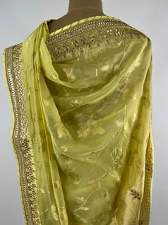 OLIVE GREEN COLOUR ORGANZA SILK EMBROIDERY SAREE4