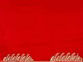 RED COLOUR CHINON SILK EMBROIDERY SAREE5