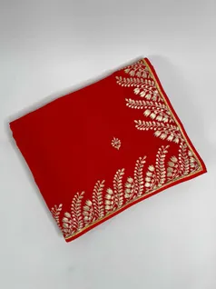 RED COLOUR CHINON SILK EMBROIDERY SAREE1