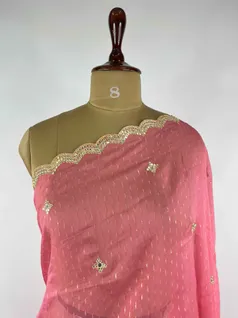 PINK COLOUR ORGANZA SILK EMBROIDERY SAREE3