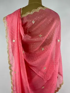 PINK COLOUR ORGANZA SILK EMBROIDERY SAREE4