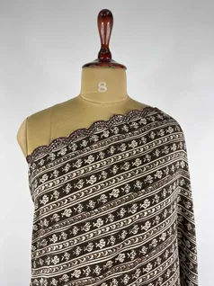 BROWN COLOUR MUSLIN SILK EMBROIDERY SAREE3