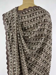 BROWN COLOUR MUSLIN SILK EMBROIDERY SAREE4