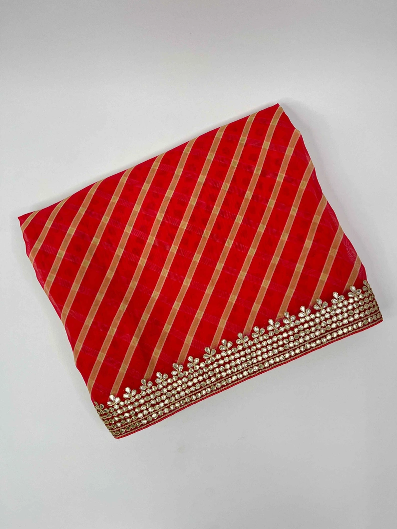 RED COLOUR ORGANZA SILK EMBROIDERY SAREE1