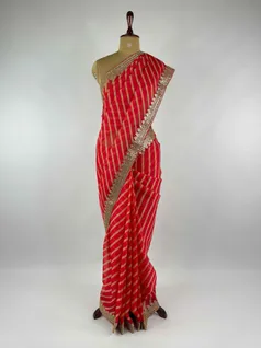 RED COLOUR ORGANZA SILK EMBROIDERY SAREE2