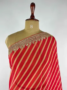 RED COLOUR ORGANZA SILK EMBROIDERY SAREE3