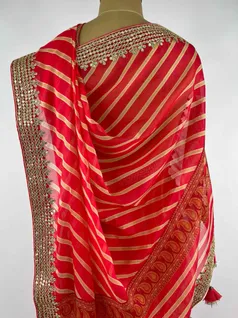 RED COLOUR ORGANZA SILK EMBROIDERY SAREE4