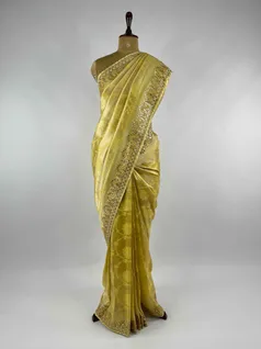 YELLOW COLOUR BANARASI SILK EMBROIDERY SAREE2