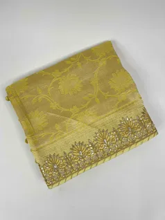 YELLOW COLOUR BANARASI SILK EMBROIDERY SAREE1