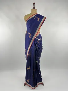 Navy blue banarasi silk saree2