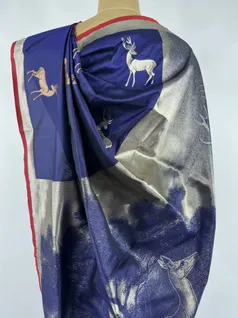 Navy blue banarasi silk saree4