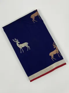 Navy blue banarasi silk saree1