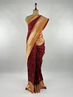 Rustic maroon color kanjivaram silk saree2