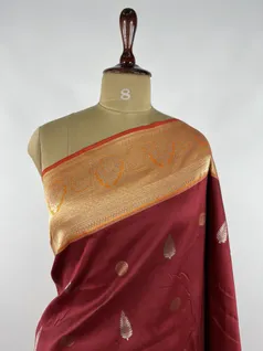 Rustic maroon color kanjivaram silk saree3