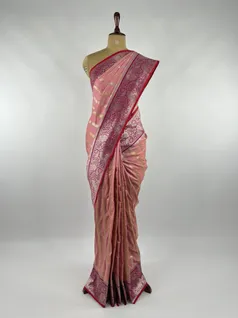 Pastel pink color banarasi silk saree2