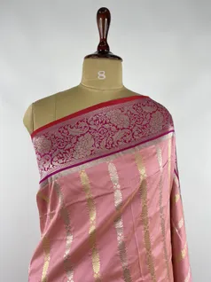 Pastel pink color banarasi silk saree3