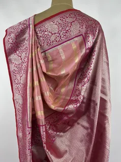 Pastel pink color banarasi silk saree4