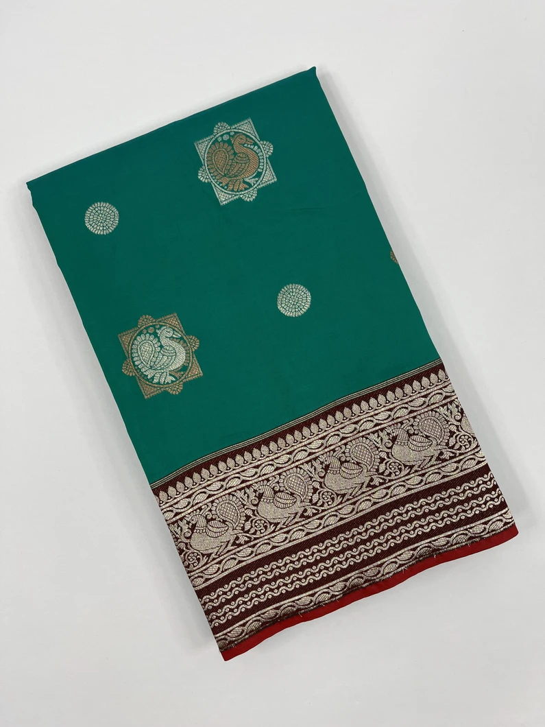 Rama green color kanjivaram silk saree1