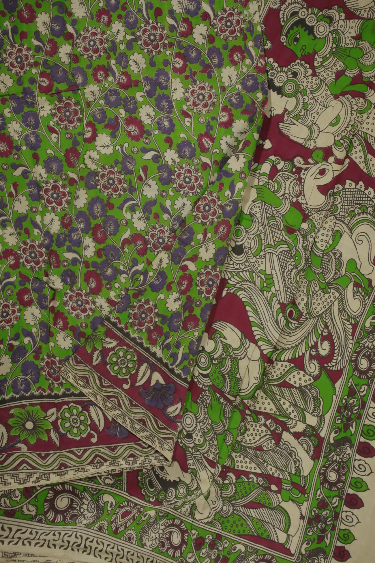 green-flowers-kalamkari-sarees-kk001213-b