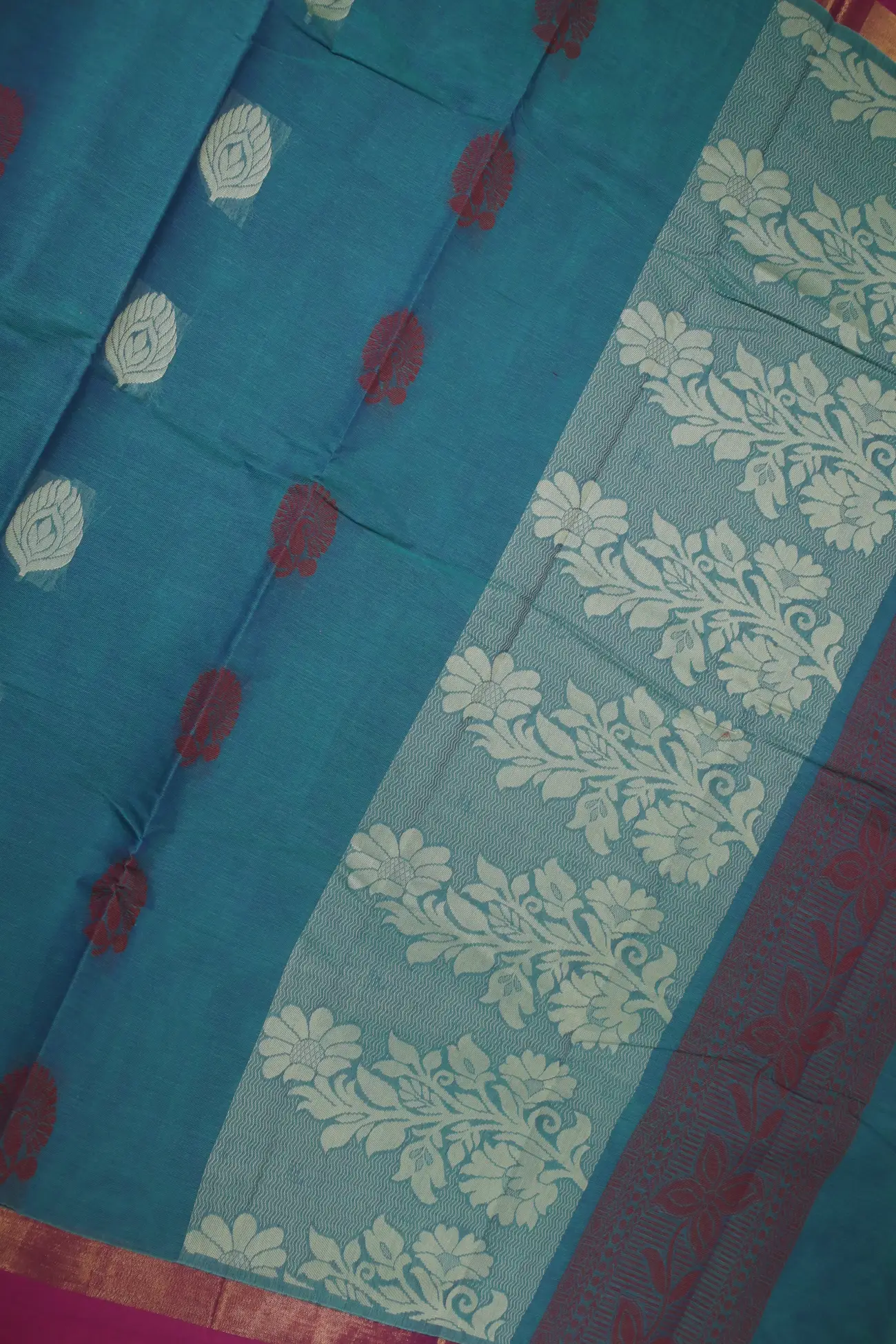 dark-cyan-peacock-feather-flower-coimbatore-cotton-saree-cbe000209-c