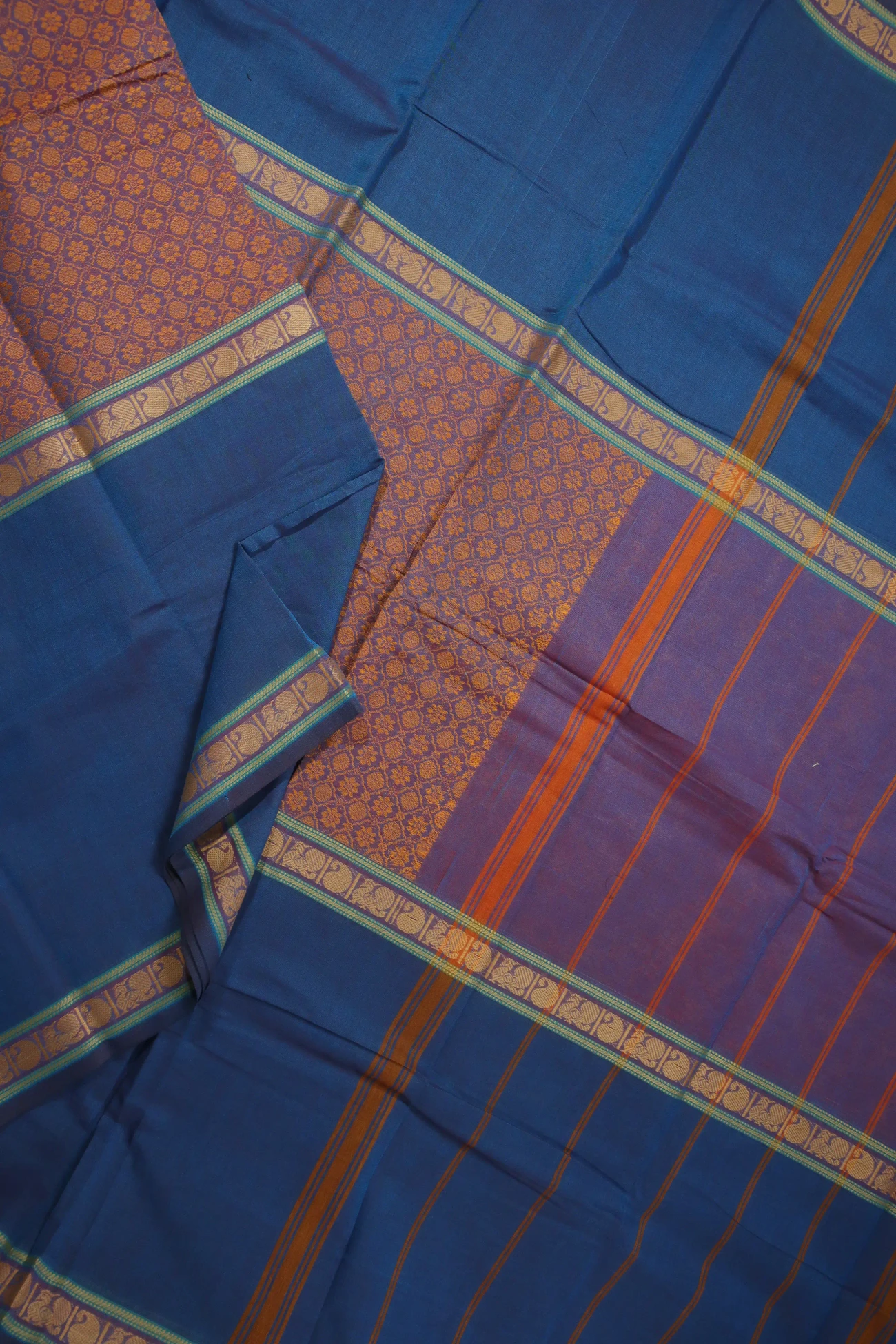 blue-flower-muppagam-three-part-kanchi-cotton-saree-uu005239-b