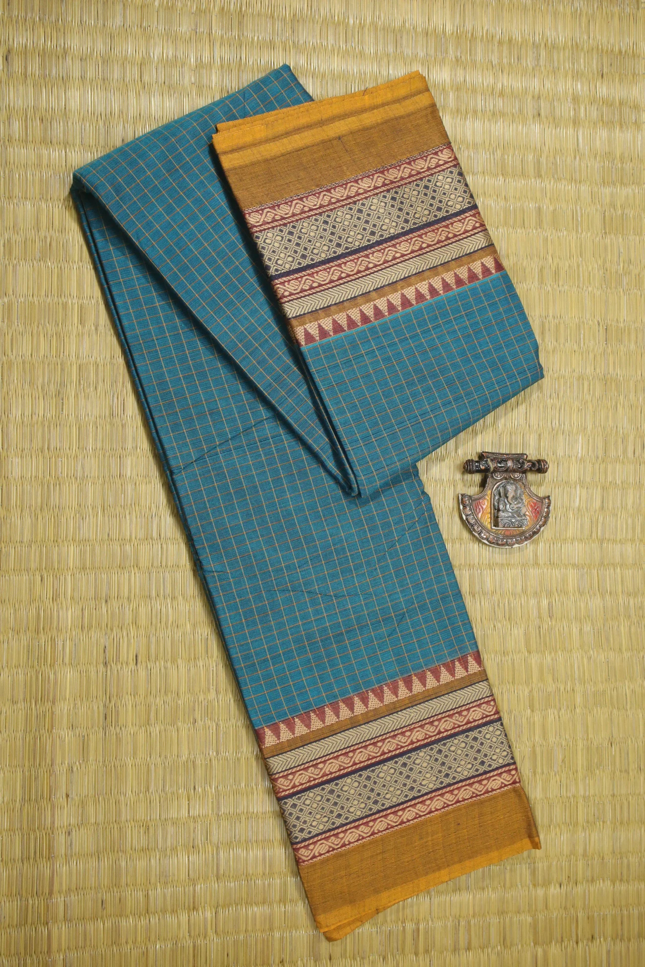 teal-temple-checked-saree-ck002389-a