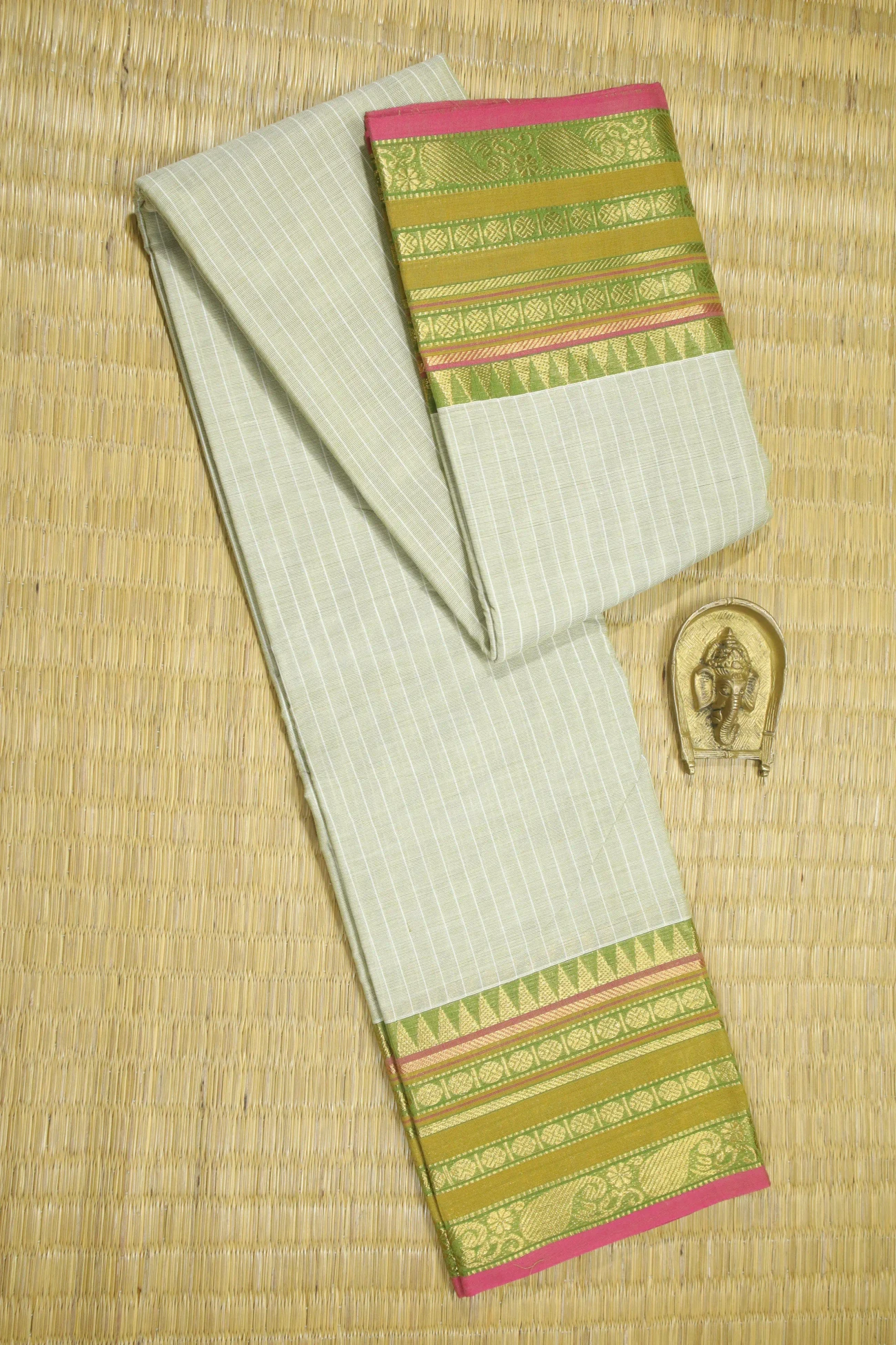 light-green-temple-ruthratcham-checked-saree-ck002366-a