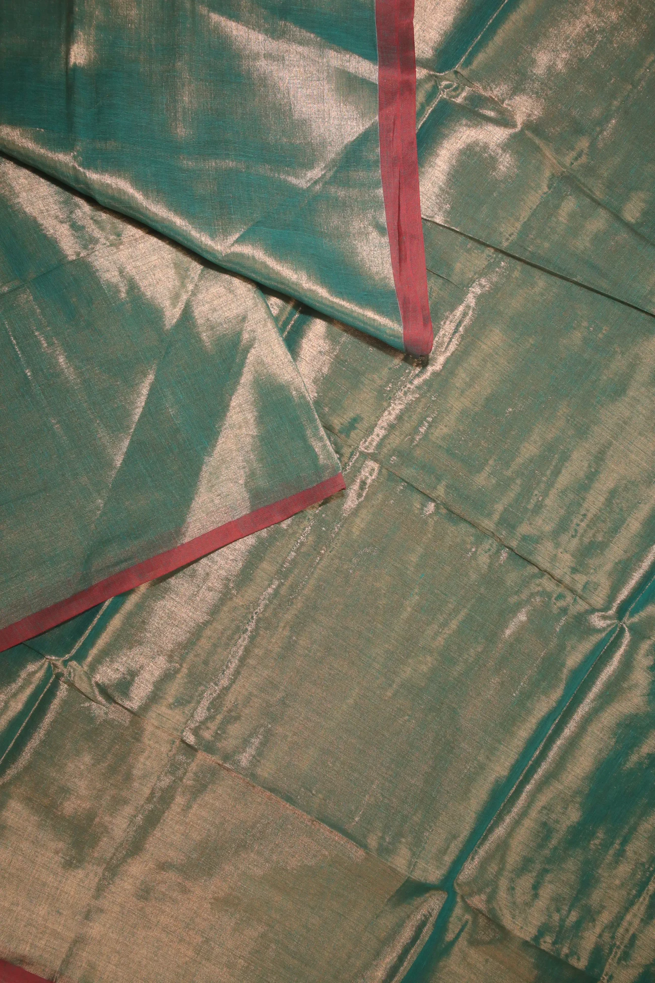 teal-plain-dual-shade-bengal-saree-kh001807-b