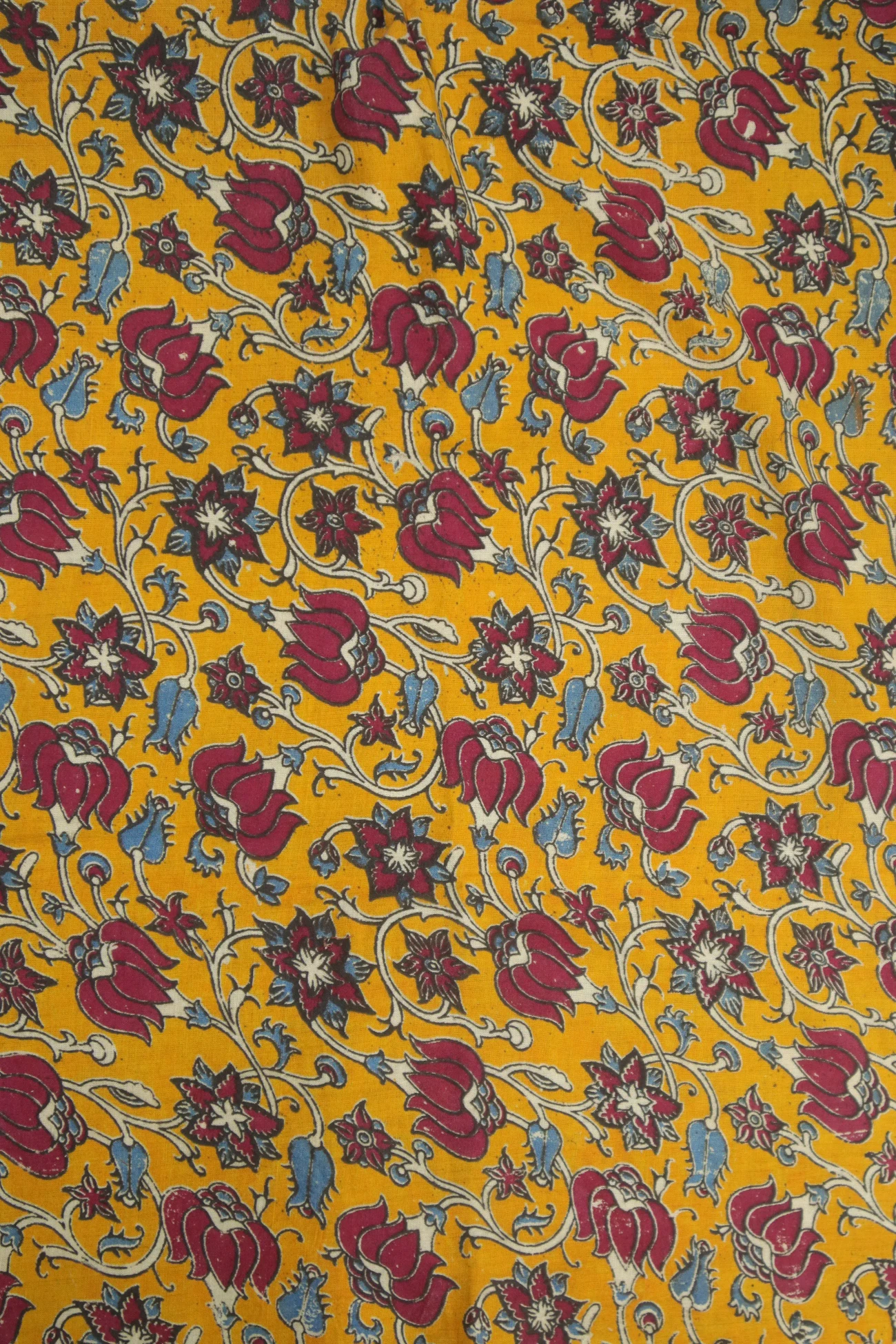 yellow-flower-kalamkari-fabric-kf000020-a