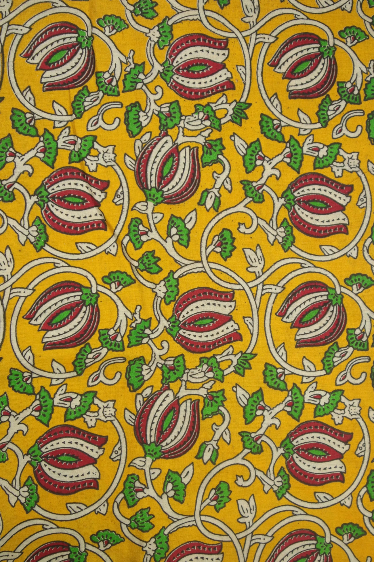 yellow-flower-kalamkari-fabric-kf000022-a