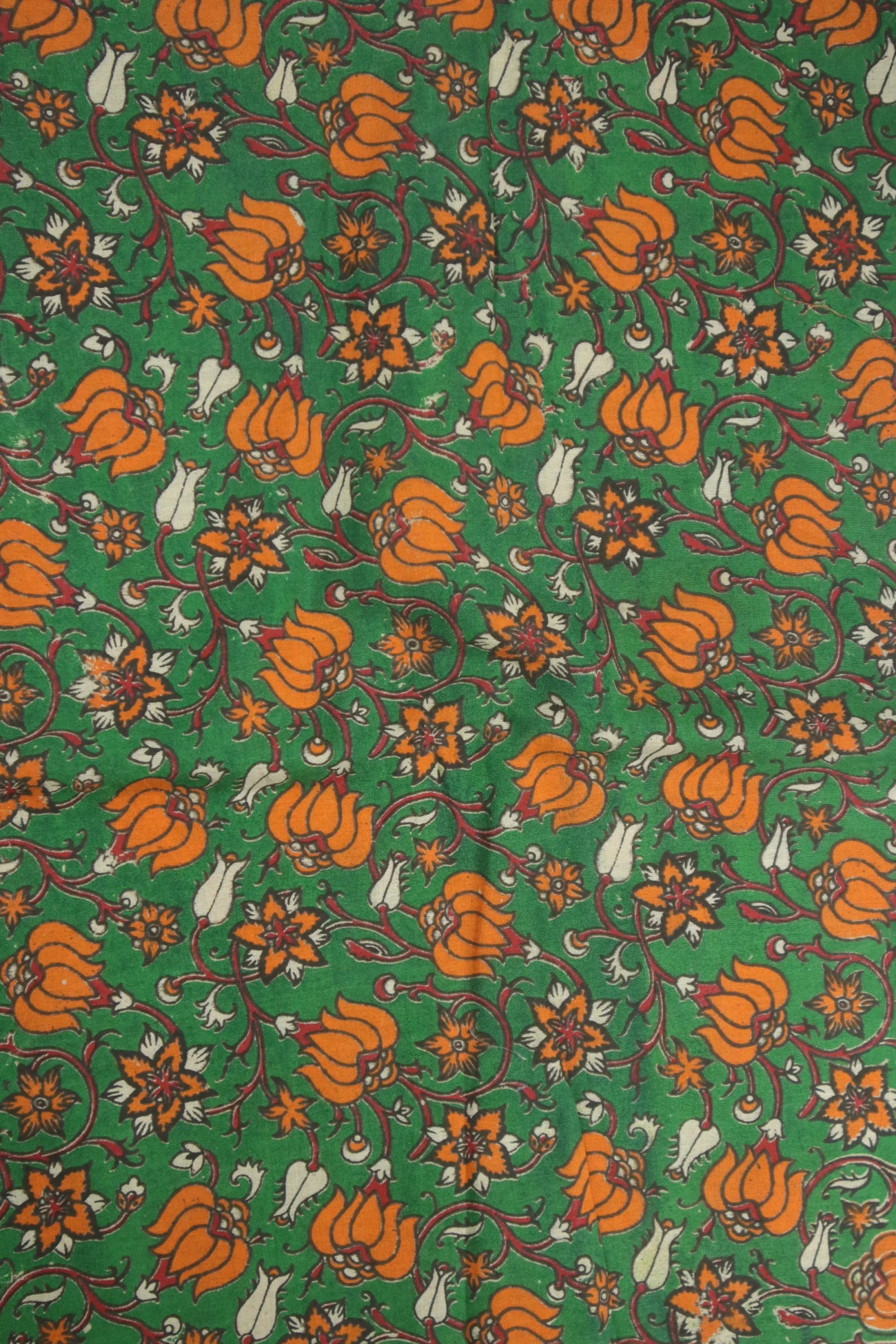 green-flower-kalamkari-fabric-kf000023-a