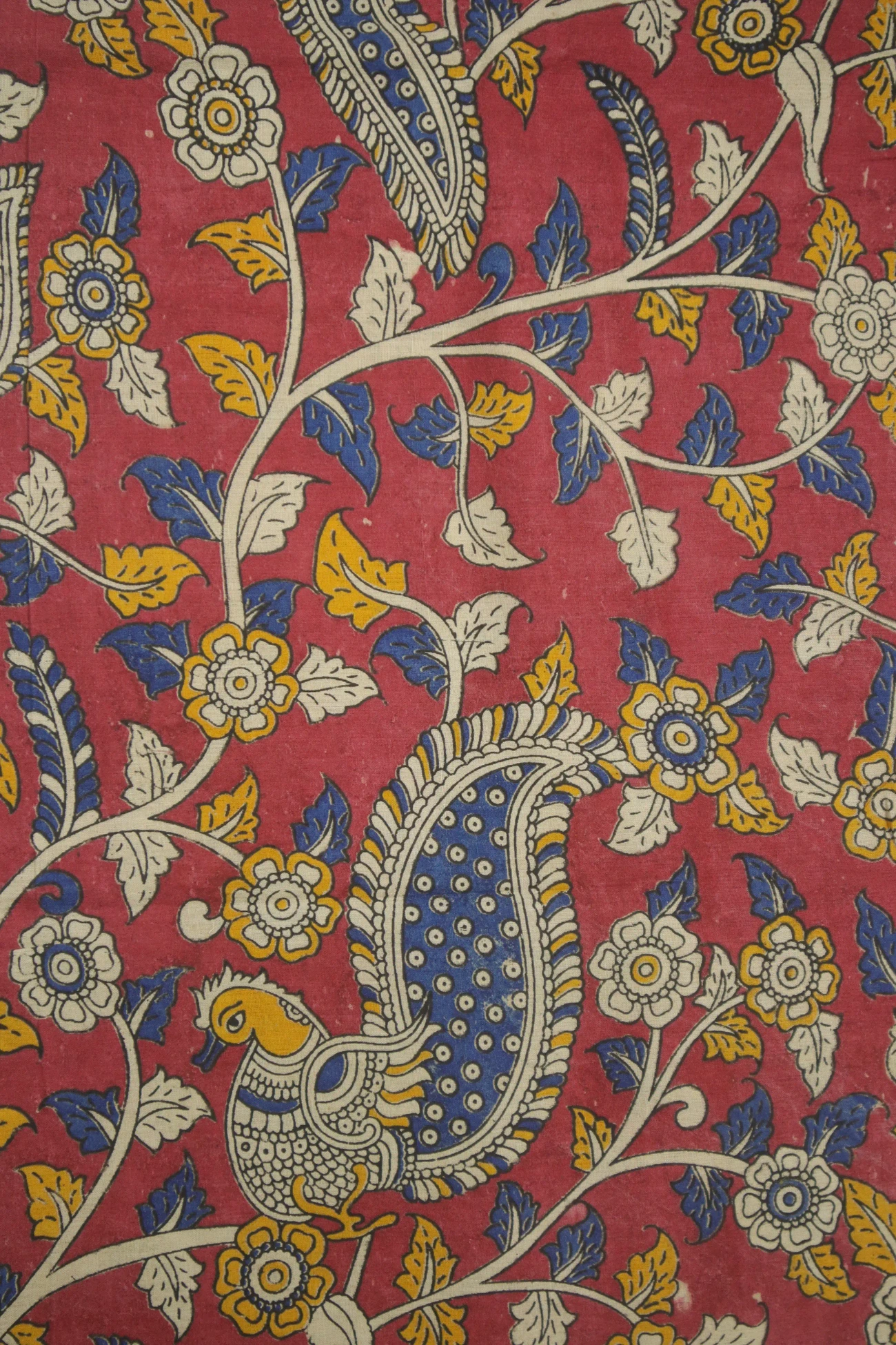 red-peacock-kalamkari-fabric-kf000054-a