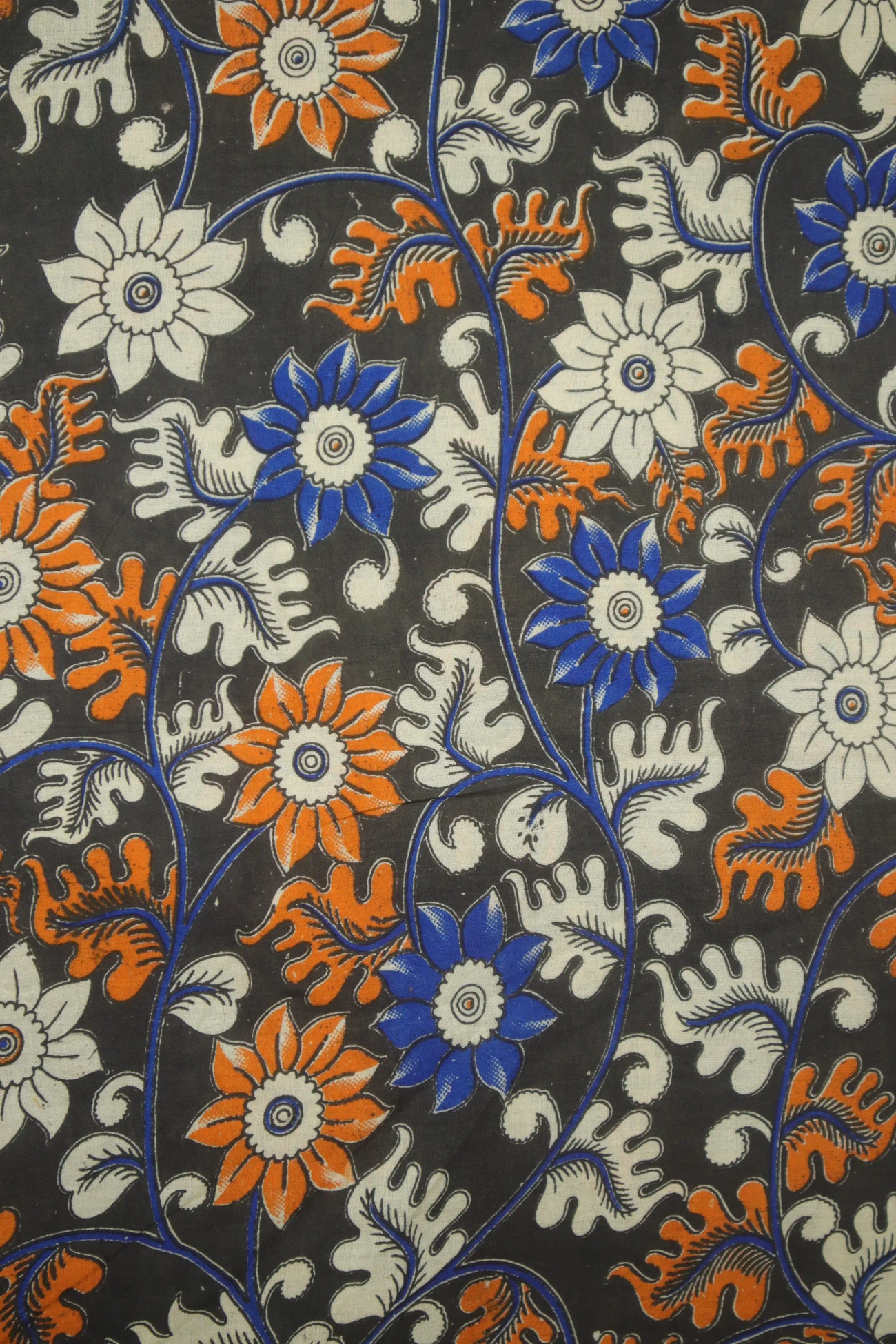 brown-flower-kalamkari-fabric-kf000063-a