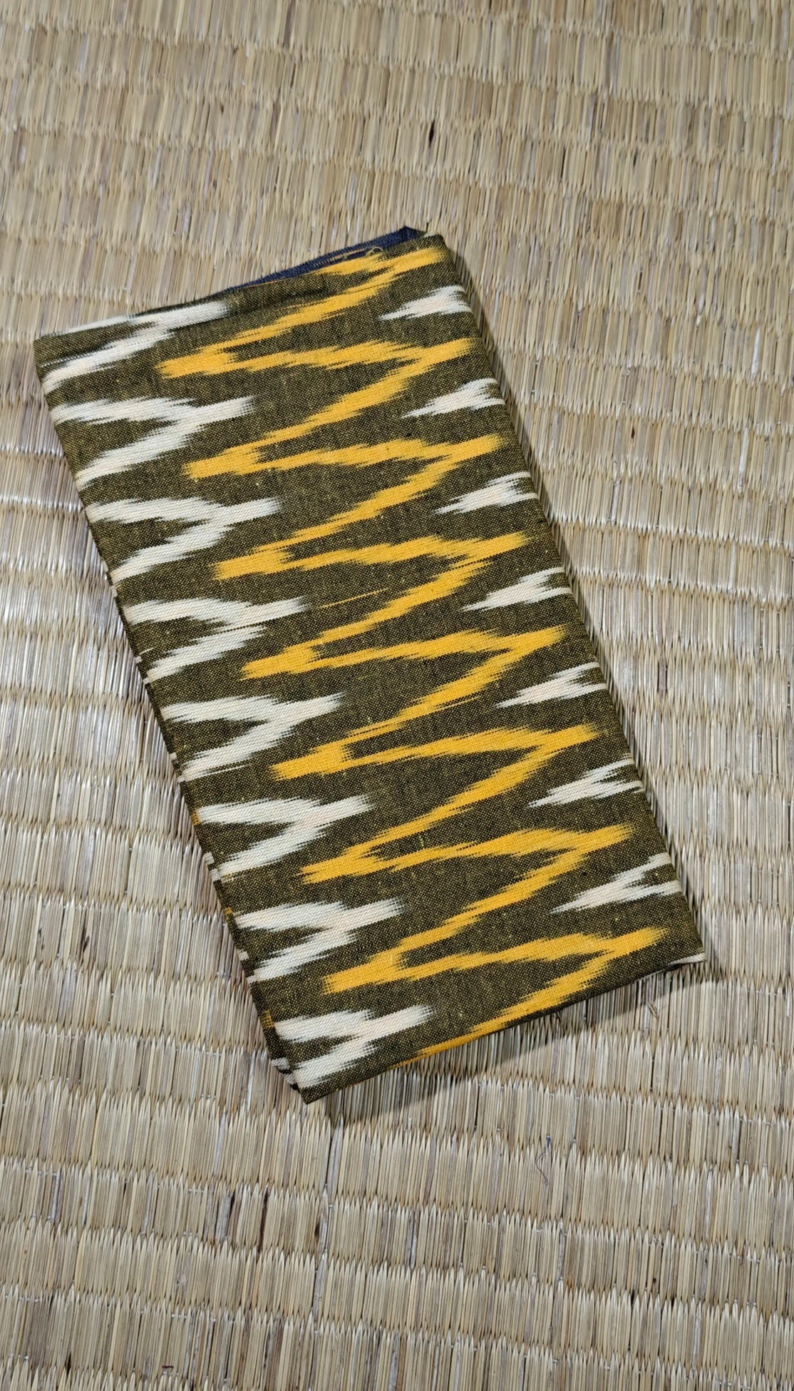 dark-khaki-ikat-ikat-fabric-ik000478-a