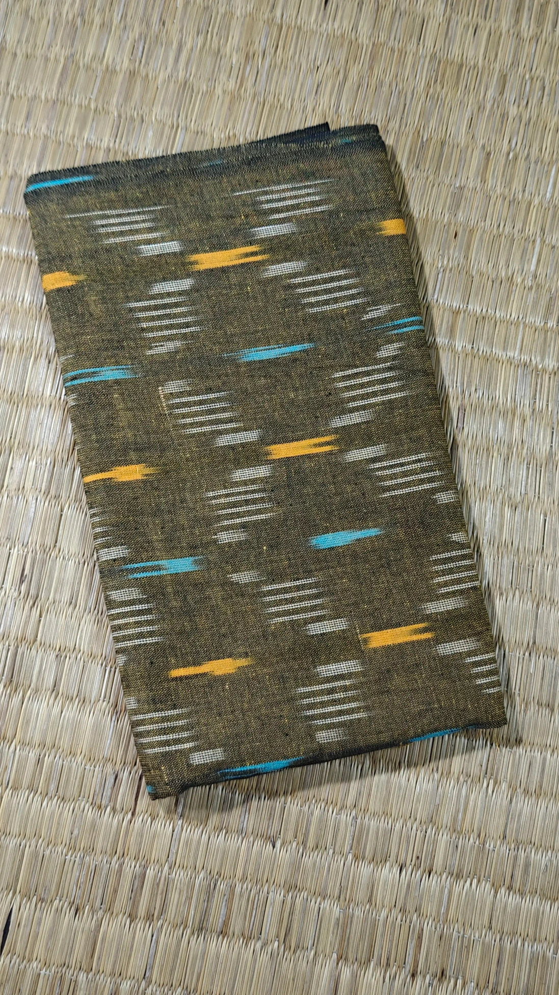 khaki-ikat-ikat-fabric-ik000520-a