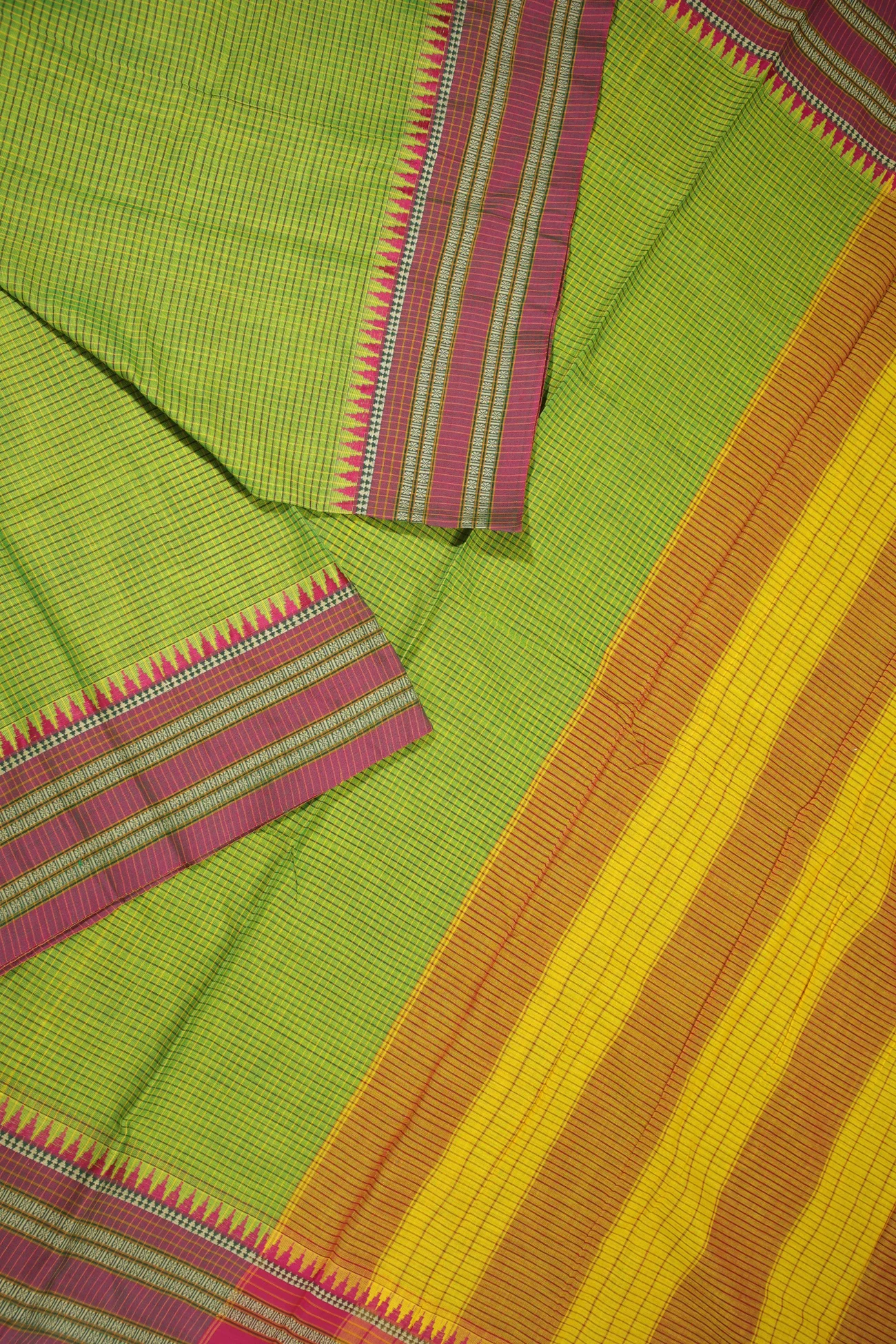 light-green-ruthratcham-checked-narayanpet-sarees-pk002634-b