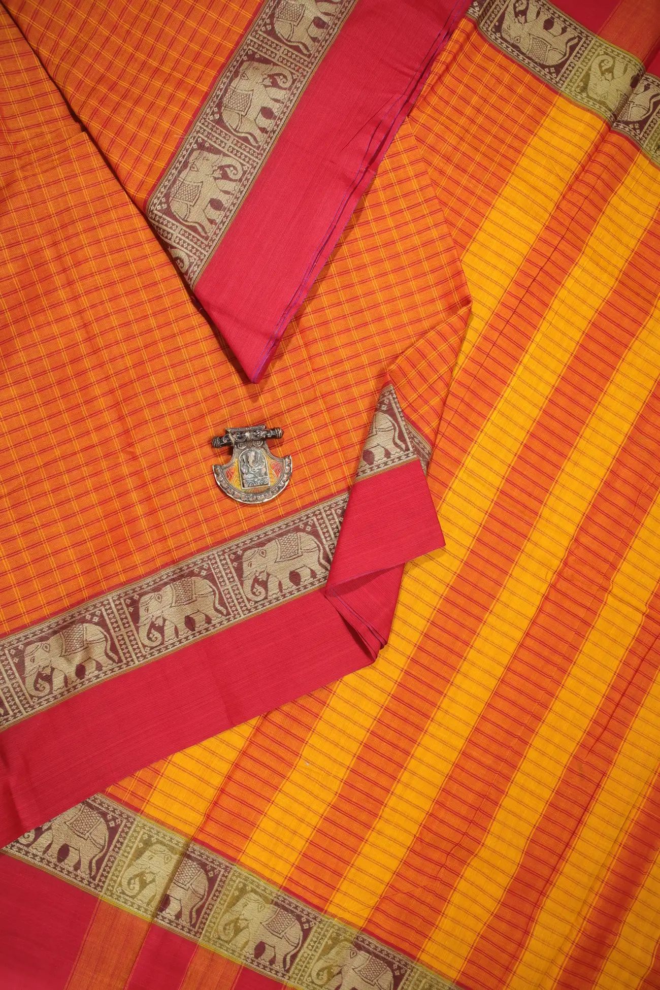 orange-checked-elephant-narayanpet-sarees-pk002757-a