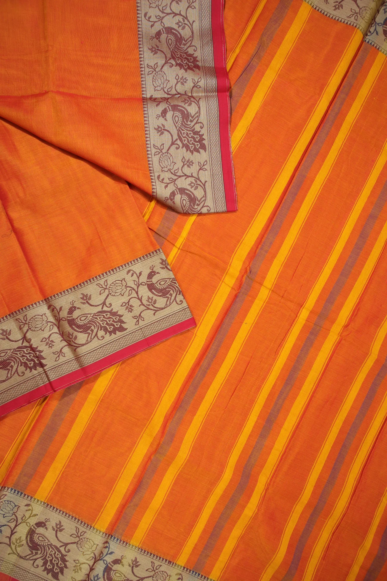 orange-red-peacock-narayanpet-saree-pk002612-b