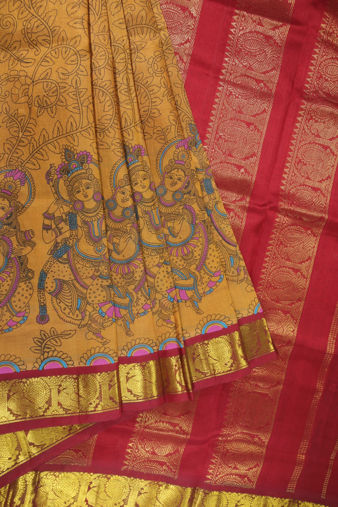 mustard-peacock-feather-doll-kanchi-silk-cotton-saree-sc002750-a