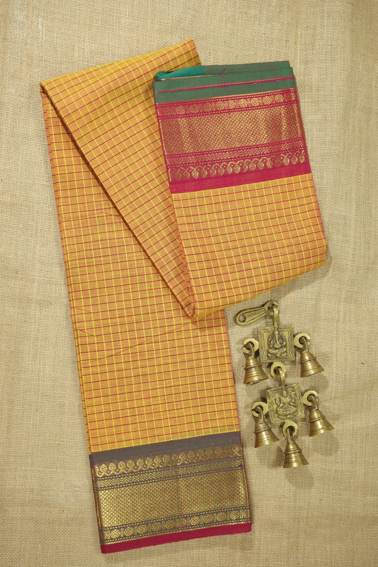 orange-checked-checked-saree-ck002456-a