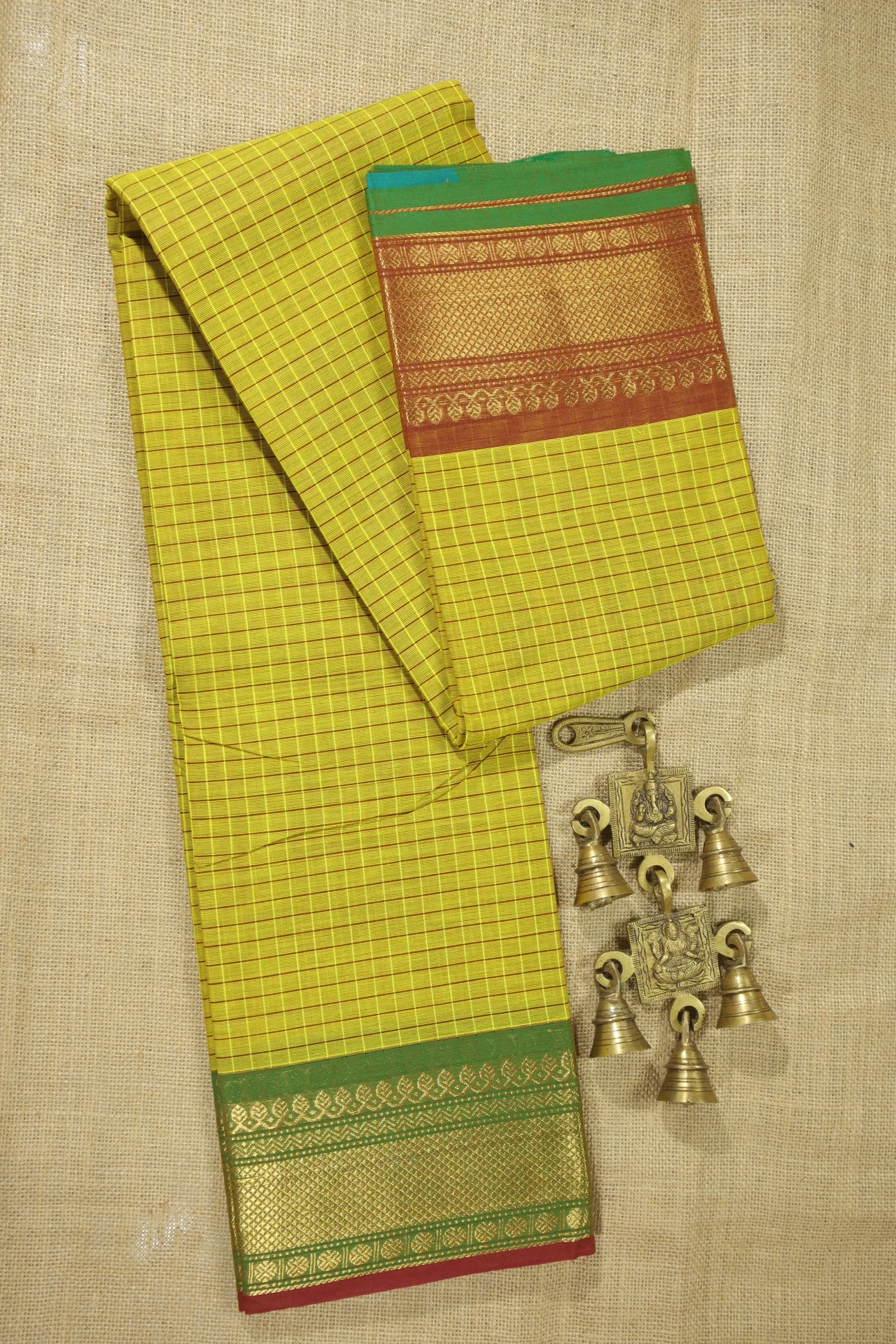 goldenrod-checked-checked-saree-ck002460-a