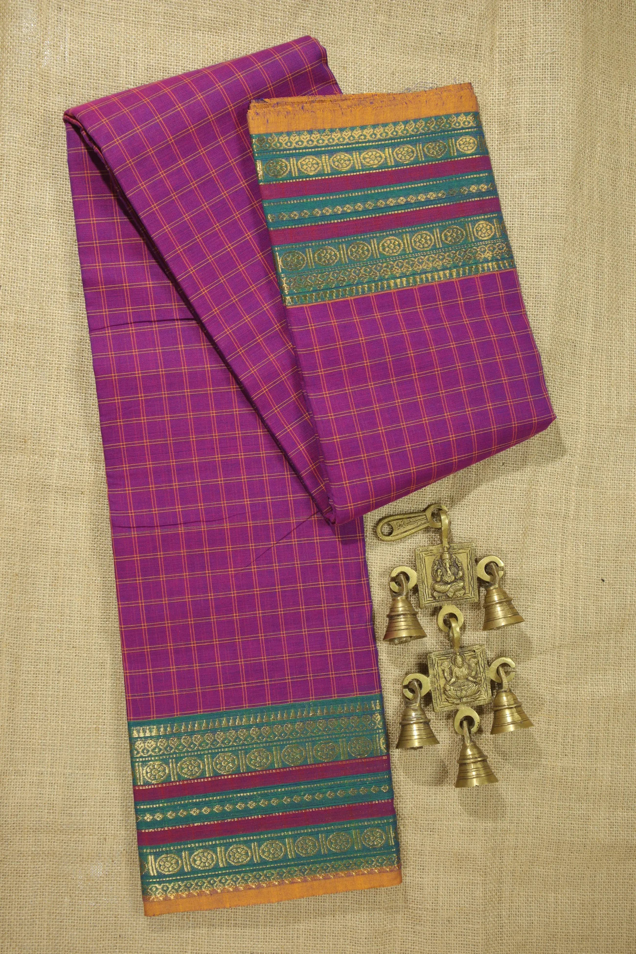 magenta-ruthratcham-checked-checked-saree-ck002461-a