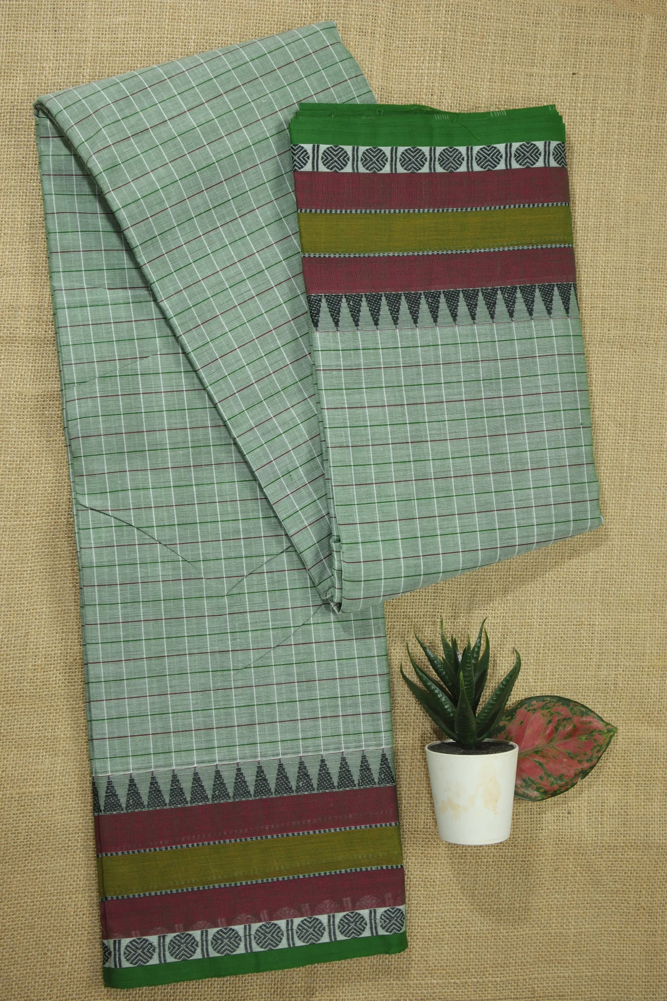 light-green-ruthratcham-temple-checked-saree-ck002494-a