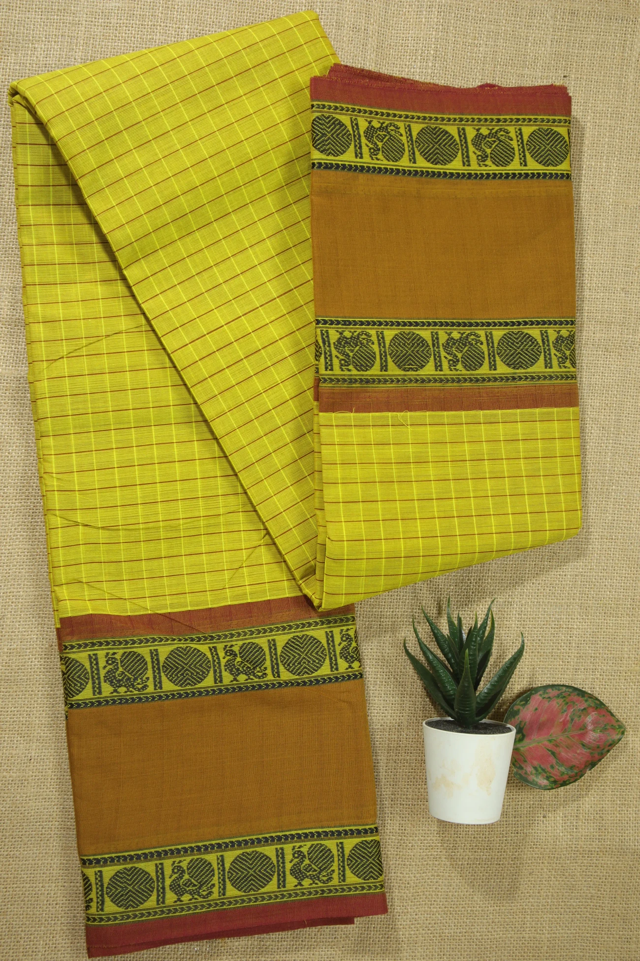 goldenrod-peacock-ruthratcham-checked-saree-ck002447-a