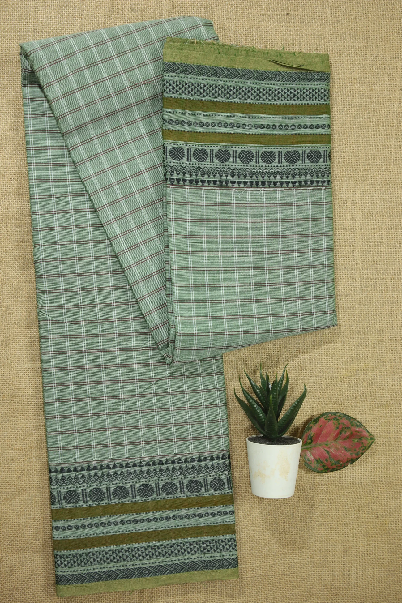 light-green-ruthratcham-checked-checked-saree-ck002559-a